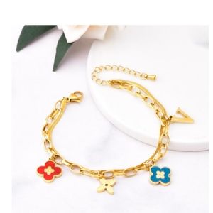 Fashion Flower Bracelet Stainless Steel golden